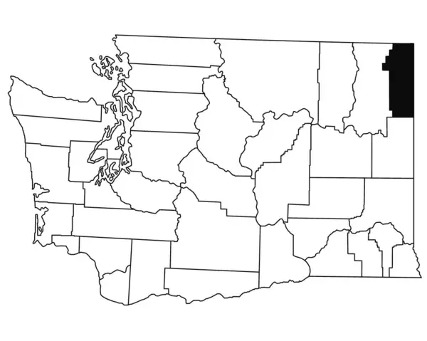 Карта Округа Pend Oreille Штате Вашингтон Округ Колумбия Белом Фоне — стоковое фото