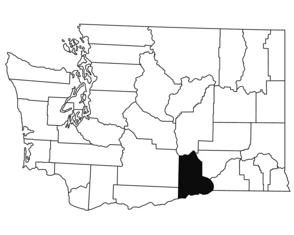 ワシントンDc州のベントン郡の白地図 Washingtonマップの黒い色でハイライトされた単一の郡地図 ユニットテスト アメリカ — ストック写真