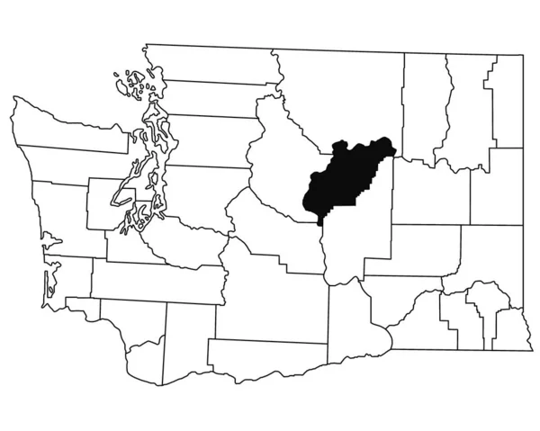 华盛顿特区道格拉斯县白底地图 以华盛顿地图上的黑色为重点的单幅县地图 — 图库照片