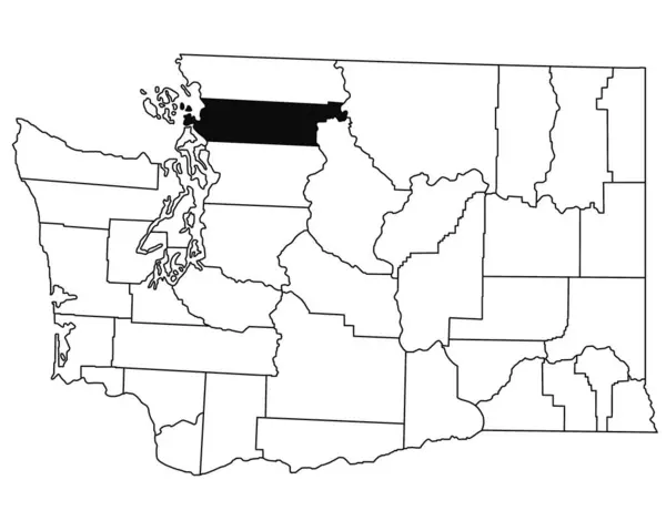 华盛顿特区斯卡吉特县白底地图 以华盛顿地图上的黑色为重点的单幅县地图 — 图库照片