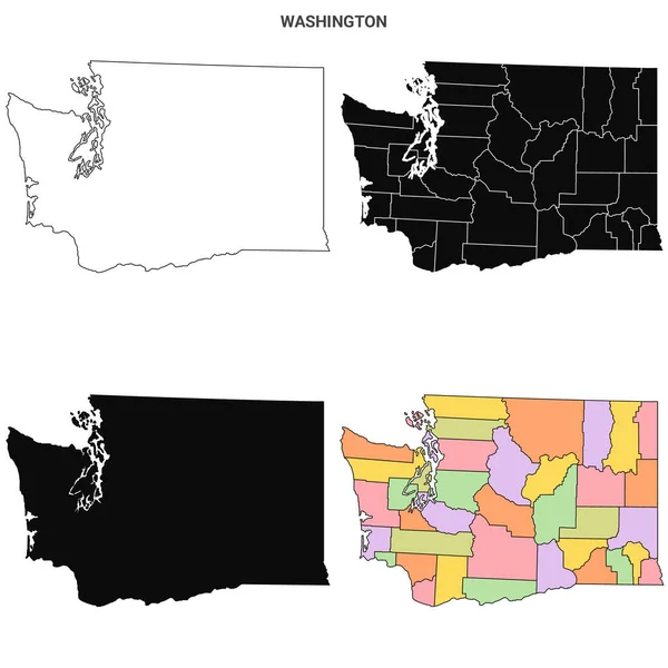 Washington State Skizziert County Map Set Vereinigte Staaten — Stockfoto