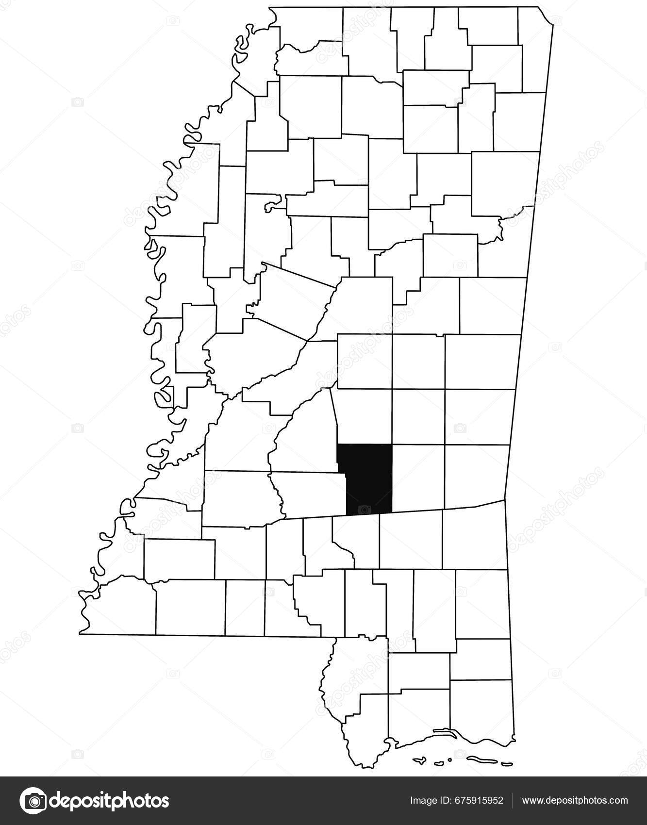Карта Округа Смит Штате Миссисипи Белом Фоне Карта Округа Выделенная