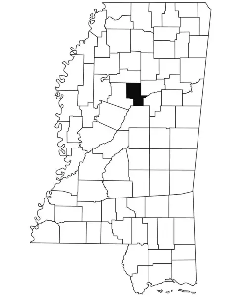 密西西比州蒙哥马利县白底地图 密西西比州地图上用黑色标出的单个县地图 美利坚合众国 — 图库照片