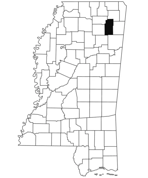 Mappa Della Contea Lee Nello Stato Del Mississippi Sfondo Bianco — Foto Stock