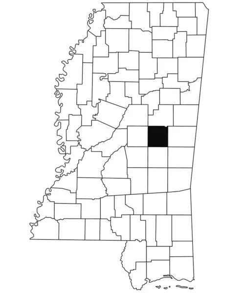 ミシシッピ州のホホバ郡の白地図 ミシシッピ州の地図に黒い色でハイライトされた単一の郡の地図 アメリカ合衆国 アメリカ — ストック写真