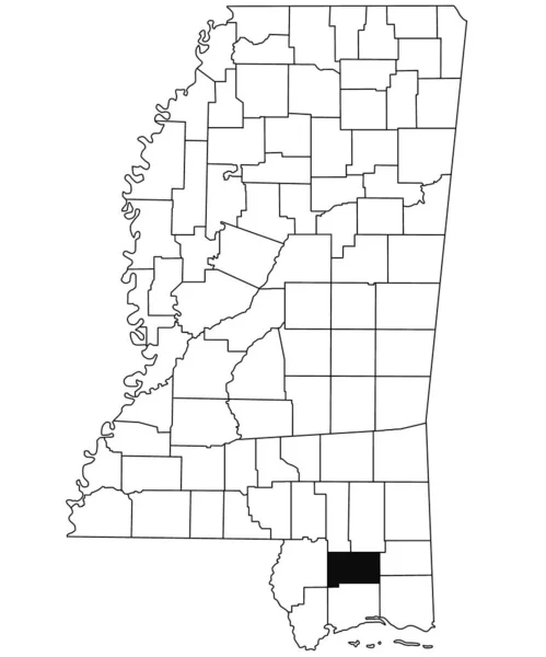 ミシシッピ州のストーン郡の白地図 ミシシッピ州の地図に黒い色でハイライトされた単一の郡の地図 アメリカ合衆国 アメリカ — ストック写真