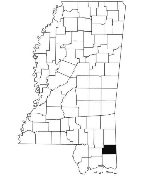 密西西比州乔治县白底地图 密西西比州地图上用黑色标出的单个县地图 美利坚合众国 — 图库照片
