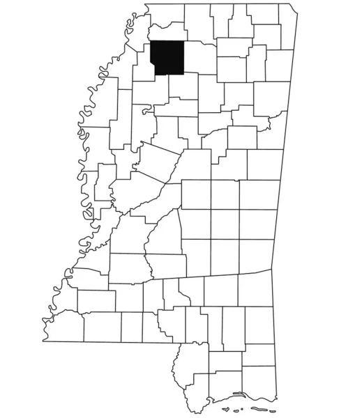 白い背景にあるミシシッピ州のパノラ郡の地図 ミシシッピ州の地図に黒い色でハイライトされた単一の郡の地図 アメリカ合衆国 アメリカ — ストック写真