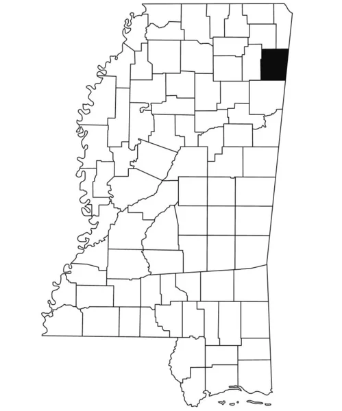 密西西比州伊塔万巴县白底地图 密西西比州地图上用黑色标出的单个县地图 美利坚合众国 — 图库照片