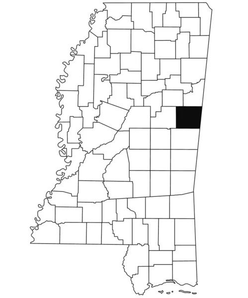 ミシシッピ州ノックスビー郡の白地図 ミシシッピ州の地図に黒い色でハイライトされた単一の郡の地図 アメリカ合衆国 アメリカ — ストック写真