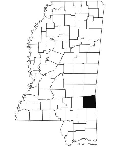 密西西比州韦恩县白底地图 密西西比州地图上用黑色标出的单个县地图 美利坚合众国 — 图库照片