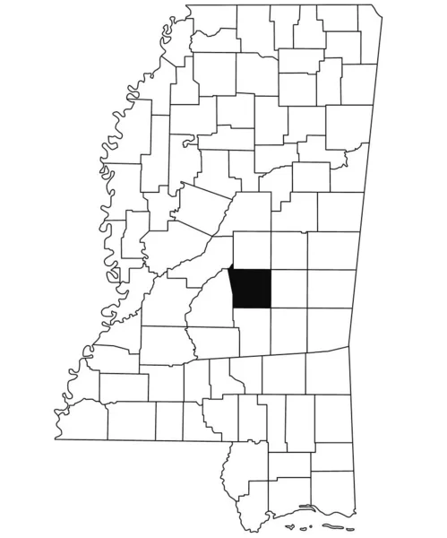 密西西比州斯科特县白底地图 密西西比州地图上用黑色标出的单个县地图 美利坚合众国 — 图库照片