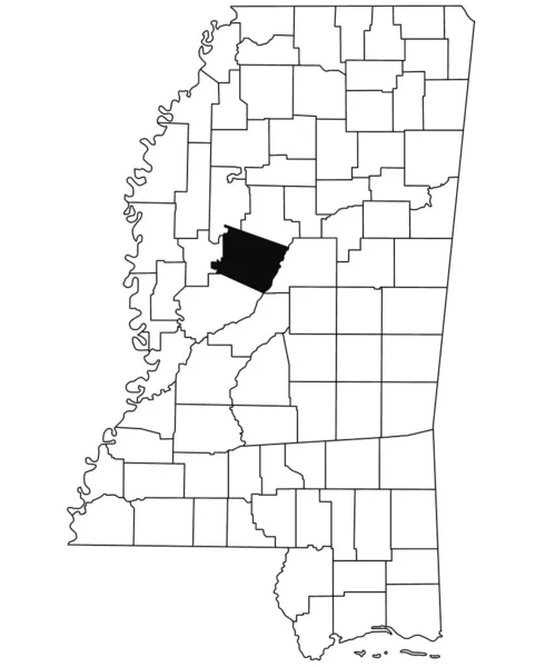 密西西比州福尔摩斯县白底地图 密西西比州地图上用黑色标出的单个县地图 美利坚合众国 — 图库照片