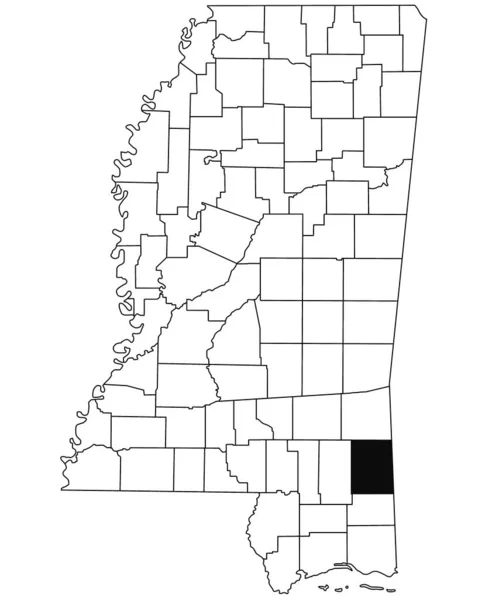 密西西比州格林县白种人背景地图 密西西比州地图上用黑色标出的单个县地图 美利坚合众国 — 图库照片