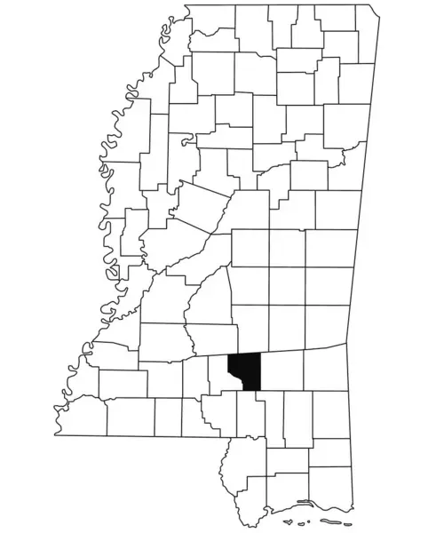 密西西比州科文顿县白底地图 密西西比州地图上用黑色标出的单个县地图 美利坚合众国 — 图库照片