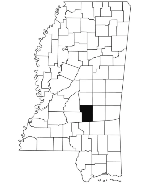 ミシシッピ州のスミス郡の白地図 ミシシッピ州の地図に黒い色でハイライトされた単一の郡の地図 アメリカ合衆国 アメリカ — ストック写真
