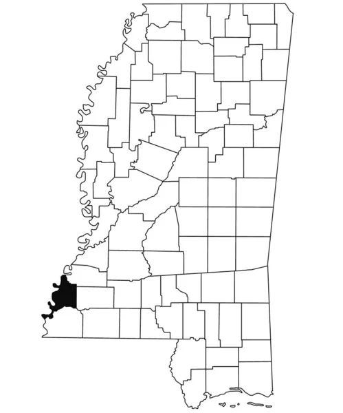 Mapa Condado Adams Estado Mississippi Sobre Fundo Branco Mapa Único — Fotografia de Stock