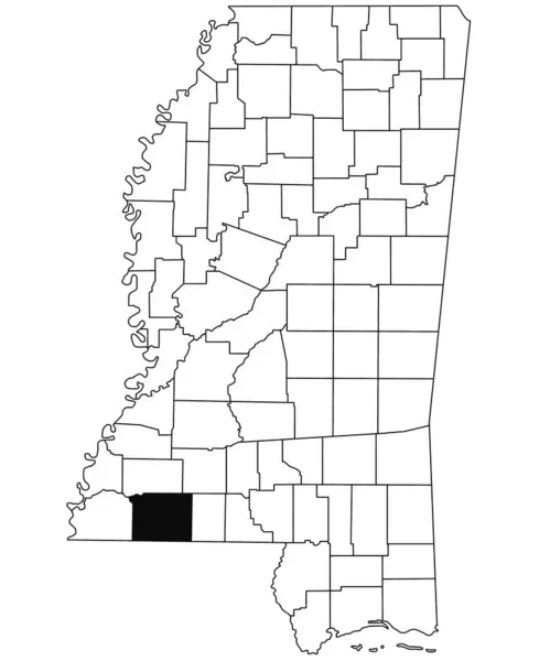 Карта Округу Аміте Штаті Міссісіпі Білому Тлі Одиночна Карта Графства — стокове фото