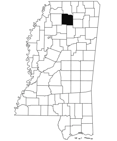 密西西比州拉法耶特县白底地图 密西西比州地图上用黑色标出的单个县地图 美利坚合众国 — 图库照片