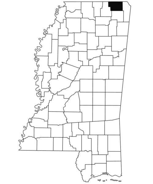 Carte Comté Alcorn Dans État Mississippi Sur Fond Blanc Carte — Photo