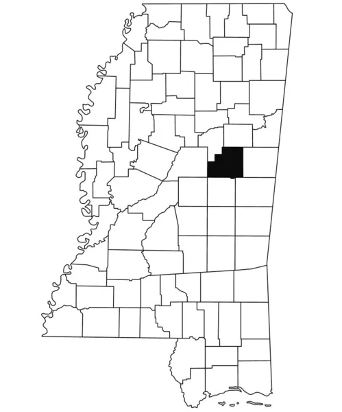 密西西比州温斯顿县白底地图 密西西比州地图上用黑色标出的单个县地图 美利坚合众国 — 图库照片