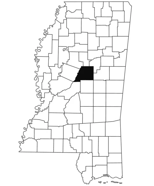 密西西比州Attala县的地图 背景为白色 密西西比州地图上用黑色标出的单个县地图 美利坚合众国 — 图库照片