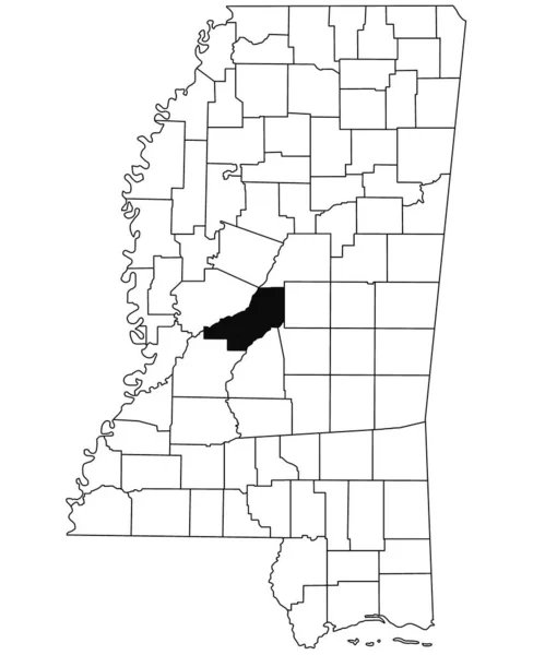 密西西比州麦迪逊县白底地图 密西西比州地图上用黑色标出的单个县地图 美利坚合众国 — 图库照片