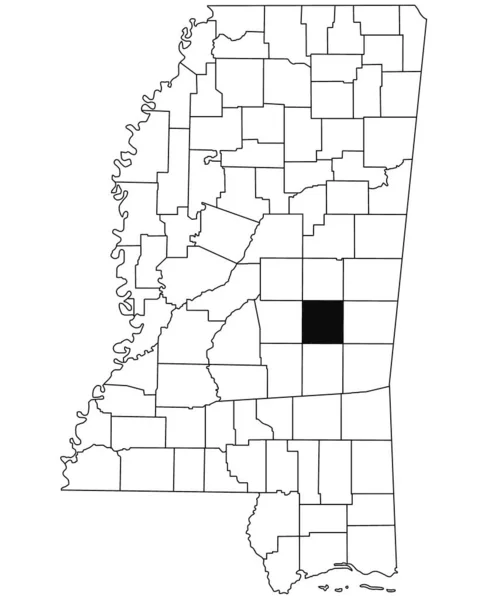 白い背景にあるミシシッピ州のニュートン郡の地図 ミシシッピ州の地図に黒い色でハイライトされた単一の郡の地図 アメリカ合衆国 アメリカ — ストック写真