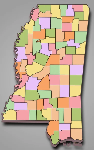 Mapa Mississippi Estado Dos Estados Unidos Estados Unidos América Spring — Fotografia de Stock