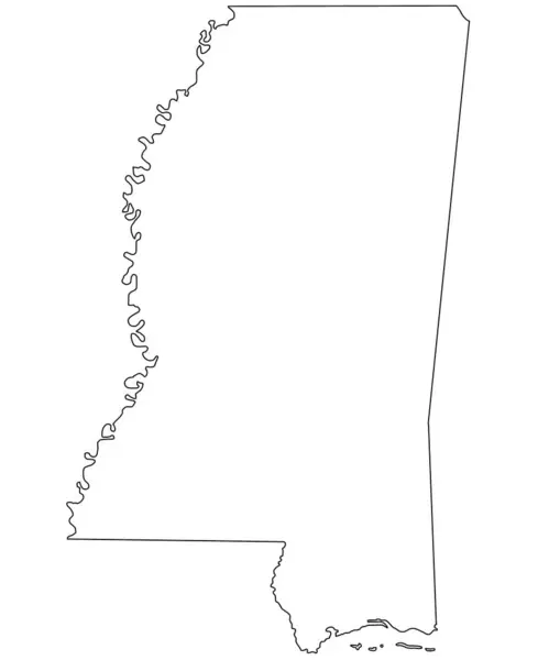 Outline Mississippi Map Isolated White Background Administrative Map Mississippi State — Stock Photo, Image