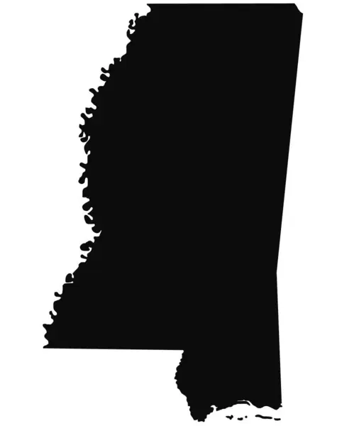Solide Mississippi Landkarte Auf Weißem Hintergrund Verwaltungskarte Des Staates Mississippi — Stockfoto