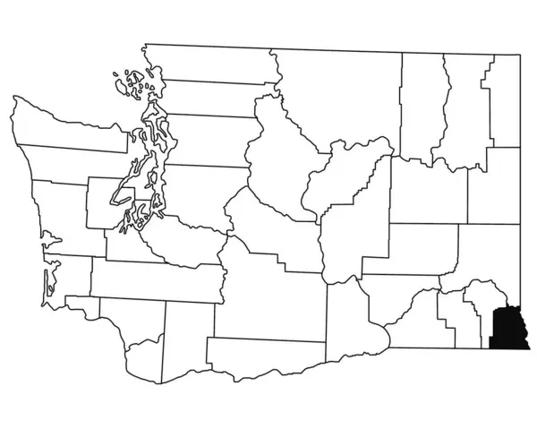 白い背景にあるワシントンDc州のアソチン郡の地図 Washingtonマップの黒い色でハイライトされた単一の郡地図 ユニットテスト アメリカ — ストック写真