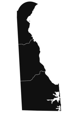 Yüksek detaylı illüstrasyon haritası - Delaware Devlet Haritası ana hatları