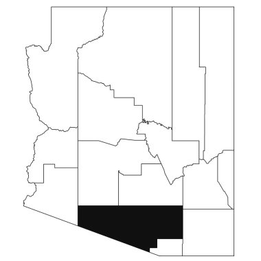 Arizona 'daki Pima County haritası beyaz arka planda. Arizona haritasında siyah renkle işaretlenmiş tek bir bölge haritası. Birleşik Devletler, ABD