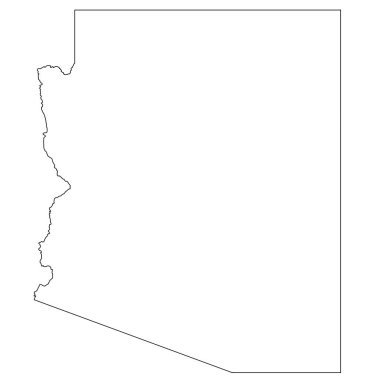 Yüksek detaylı illüstrasyon haritası - Arizona Eyalet Haritası ana hatları