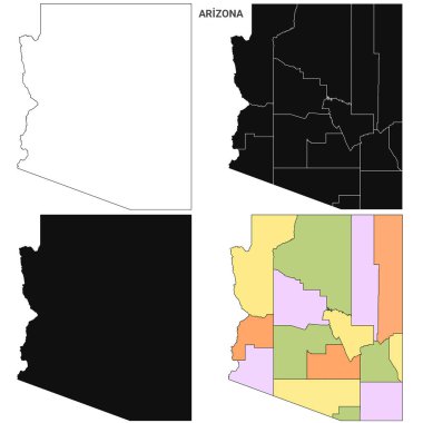 Arizona eyalet haritası seti - Birleşik Devletler