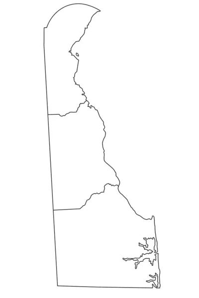 Υψηλός Λεπτομερής Χάρτης Απεικόνισης Περίγραμμα Delaware State Map — Φωτογραφία Αρχείου