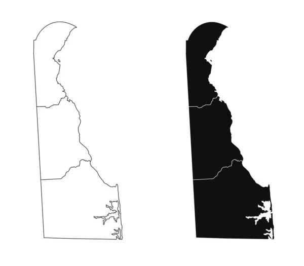 Delaware Esboço Estado Mapa Condado Definido Estados Unidos — Fotografia de Stock