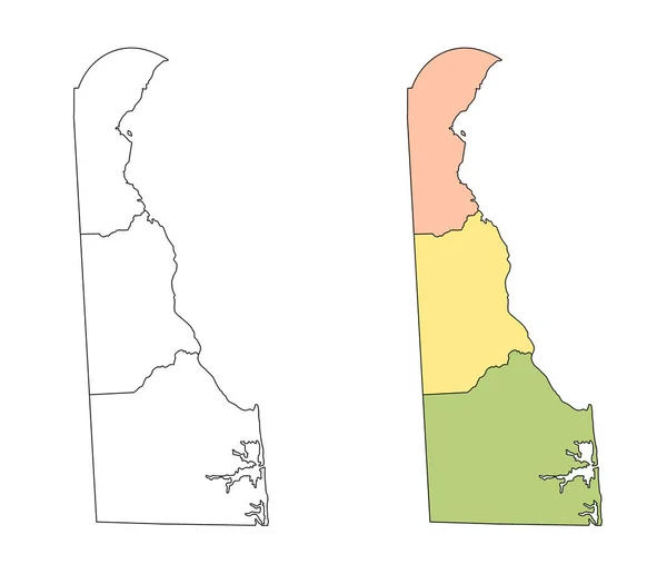 Delaware State Outline Conjunto Mapas Del Condado Estados Unidos —  Fotos de Stock