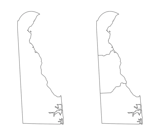 Delaware State Outline County Kaart Set Verenigde Staten — Stockfoto