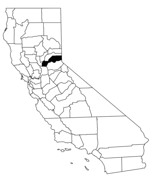 カリフォルニア州の白地図 カリフォルニア州マップの黒い色で強調された単一の郡地図 ユニットテスト アメリカ — ストック写真