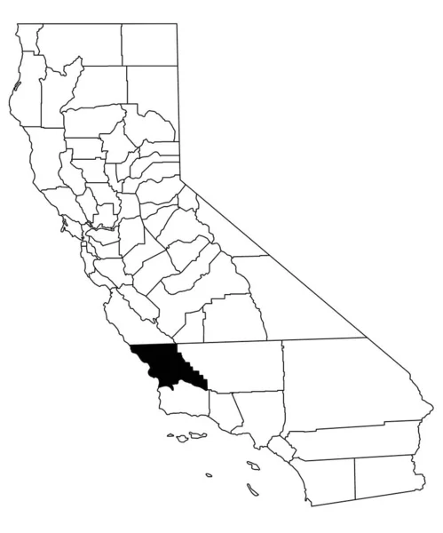 カリフォルニア州サンルイス オビスポ郡の白地図 カリフォルニア州マップの黒い色で強調された単一の郡地図 ユニットテスト アメリカ — ストック写真
