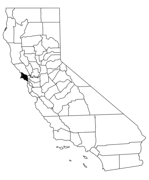 加利福尼亚海洋县白底地图 加州地图上用黑色突出的单幅县地图 — 图库照片