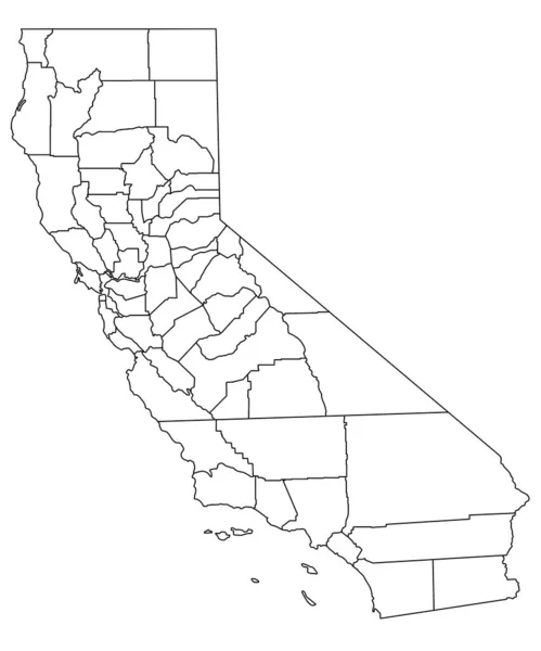 Hoch Detaillierte Illustrationskarte California State Map Mit Landkreisen — Stockfoto