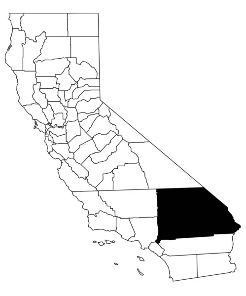 加利福尼亚圣贝纳迪诺县白种人背景地图 加州地图上用黑色突出的单幅县地图 — 图库照片