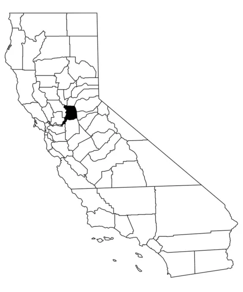 加利福尼亚萨克拉门托县白种人背景地图 加州地图上用黑色突出的单幅县地图 — 图库照片