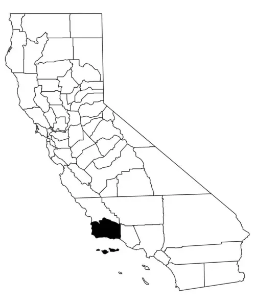 加利福尼亚圣巴巴拉县的地图 背景为白色 加州地图上用黑色突出的单幅县地图 — 图库照片