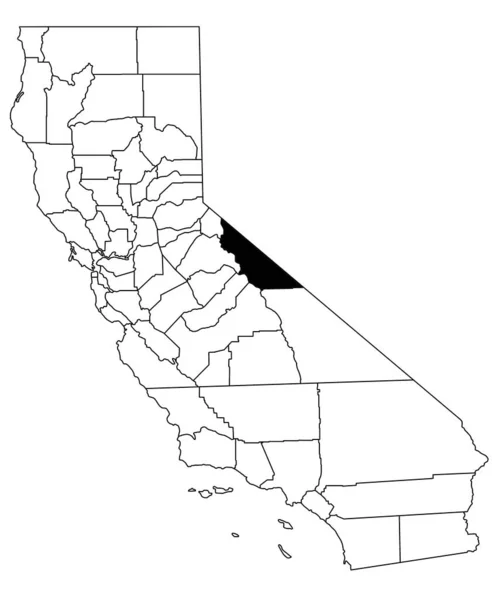 カリフォルニア州モノー郡の白地図 カリフォルニア州マップの黒い色で強調された単一の郡地図 ユニットテスト アメリカ — ストック写真
