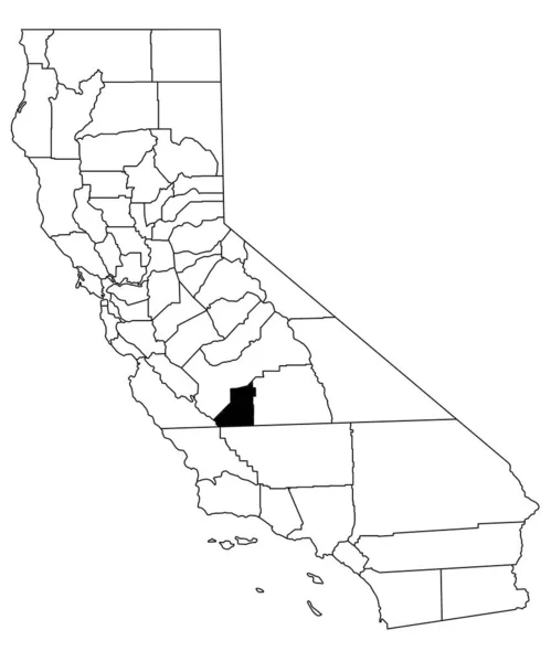 加利福尼亚白种人背景的国王县地图 加州地图上用黑色突出的单幅县地图 — 图库照片
