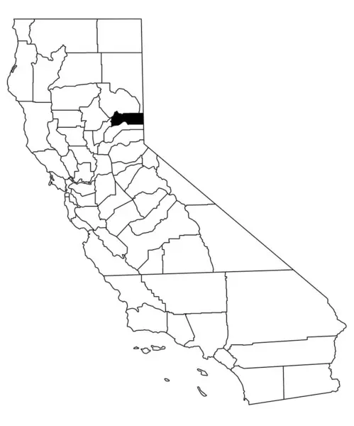 カリフォルニア州シエラ郡の白地図 カリフォルニア州マップの黒い色で強調された単一の郡地図 ユニットテスト アメリカ — ストック写真